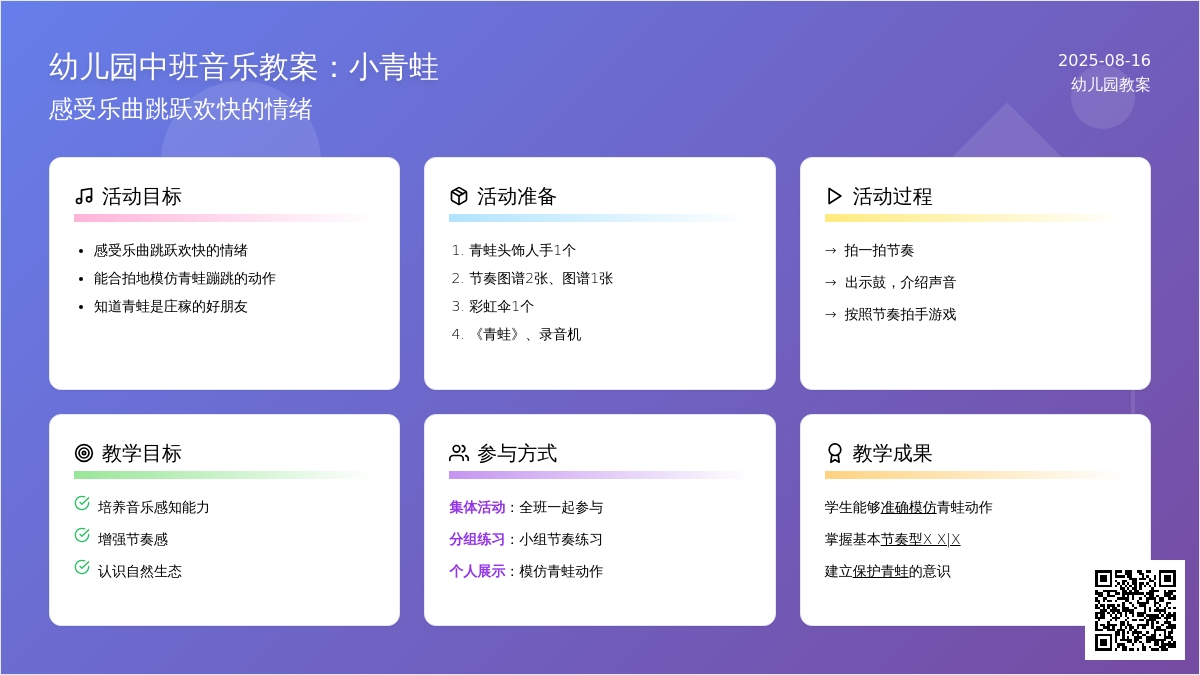 幼儿园中班音乐教案：小青蛙