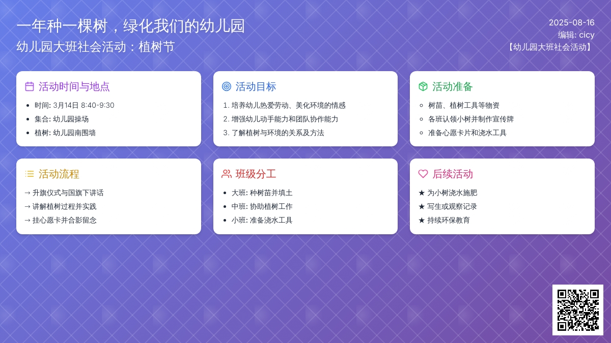 幼儿园大班社会活动：植树节