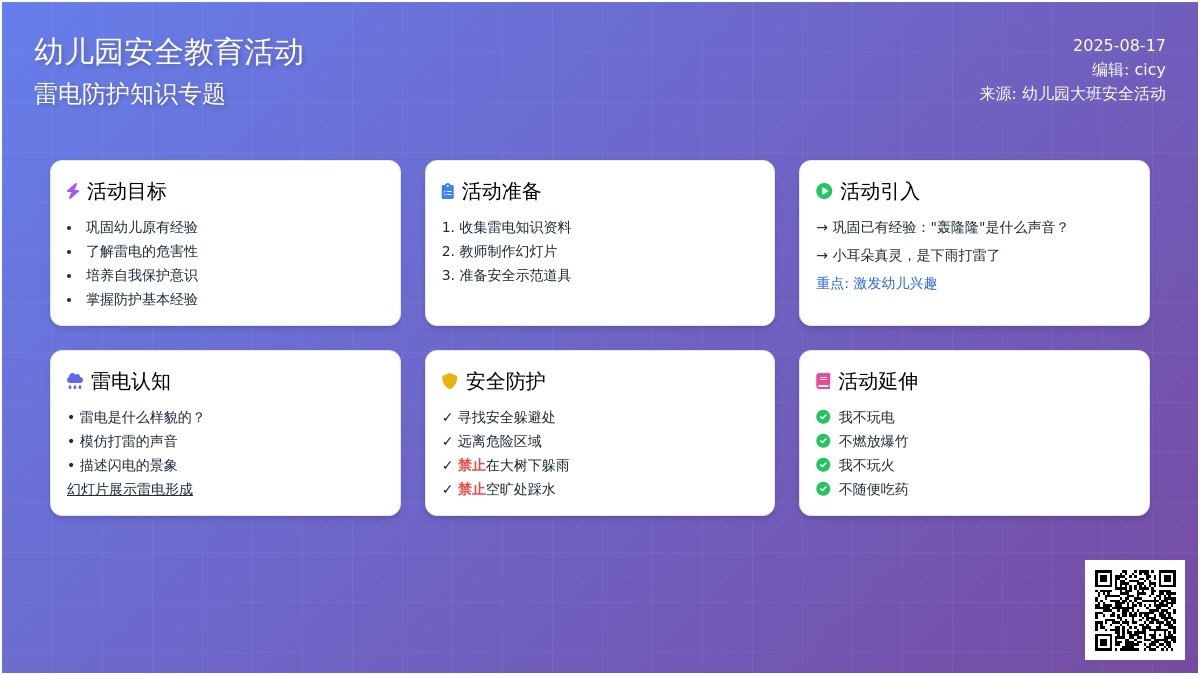 幼儿园大班安全活动：在打雷时