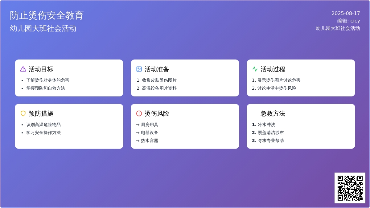 幼儿园大班社会活动：防止烫伤