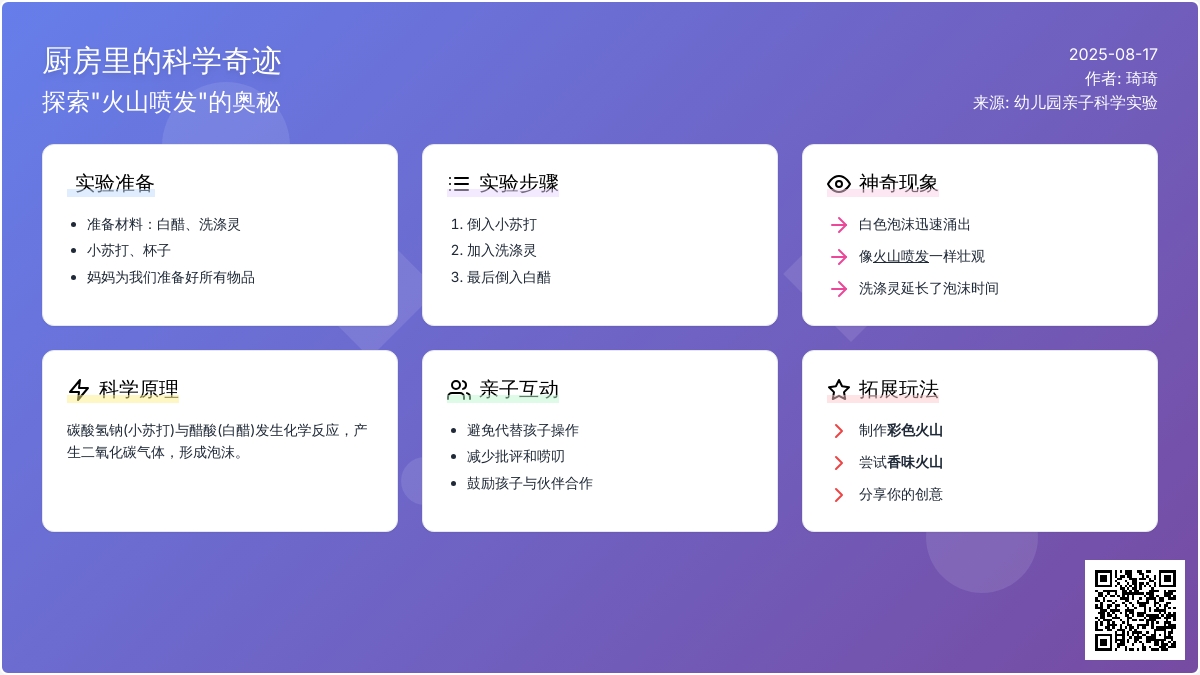 幼儿园亲子科学实验：火山喷发