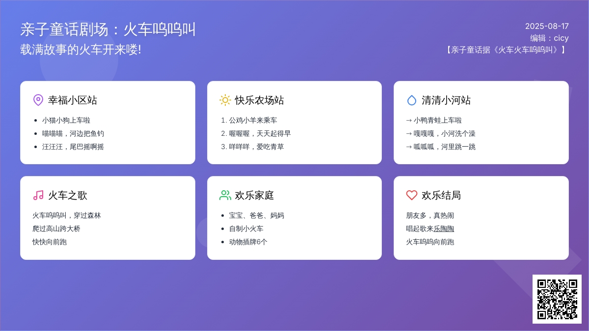 亲子童话据《火车火车呜呜叫》