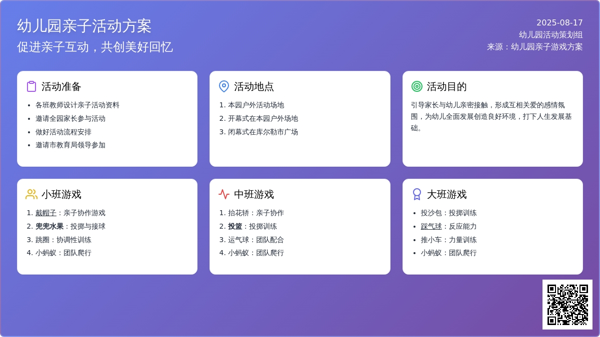 幼儿园小班亲子游戏：幼儿园亲子游戏方案