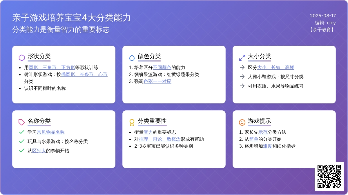 亲子游戏培养孩子4大分类能力