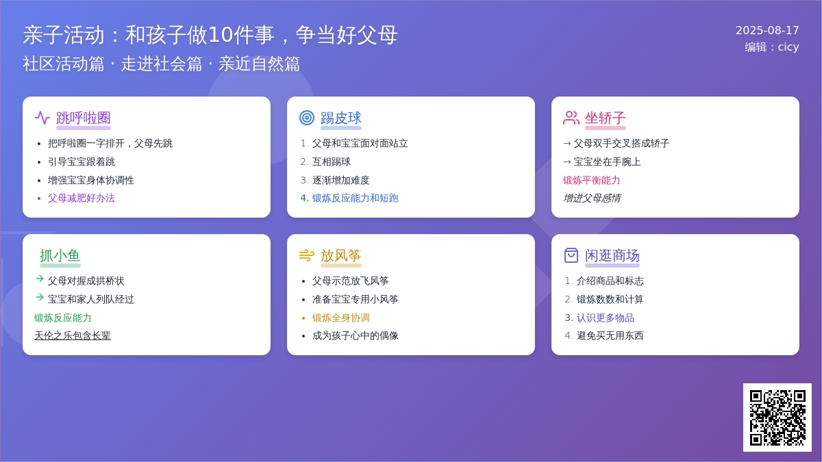 亲子活动：和孩子做10件事，争当好父母