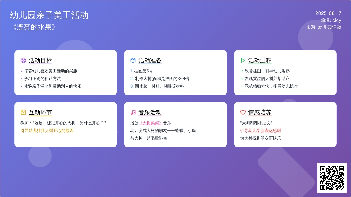 幼儿园亲子美工活动：《漂亮的水果》