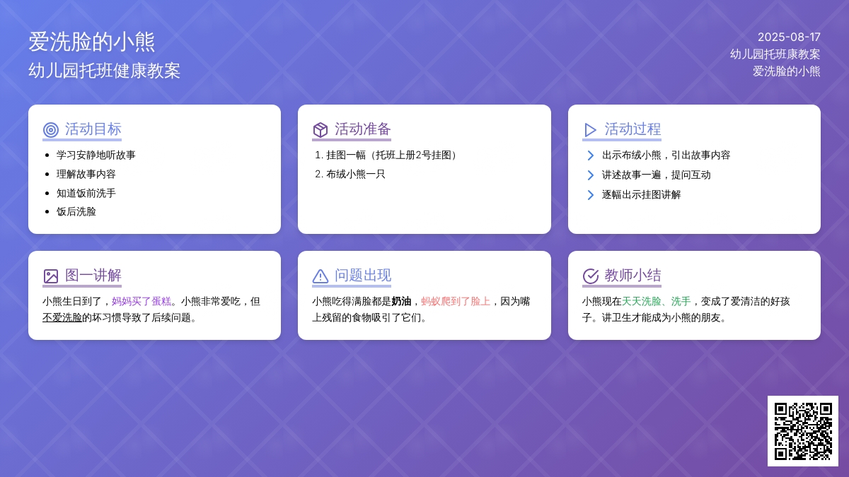 幼儿园托班健康教案：爱洗脸的小熊