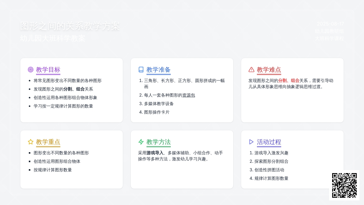 幼儿园大班科学教案：图形之间的关系