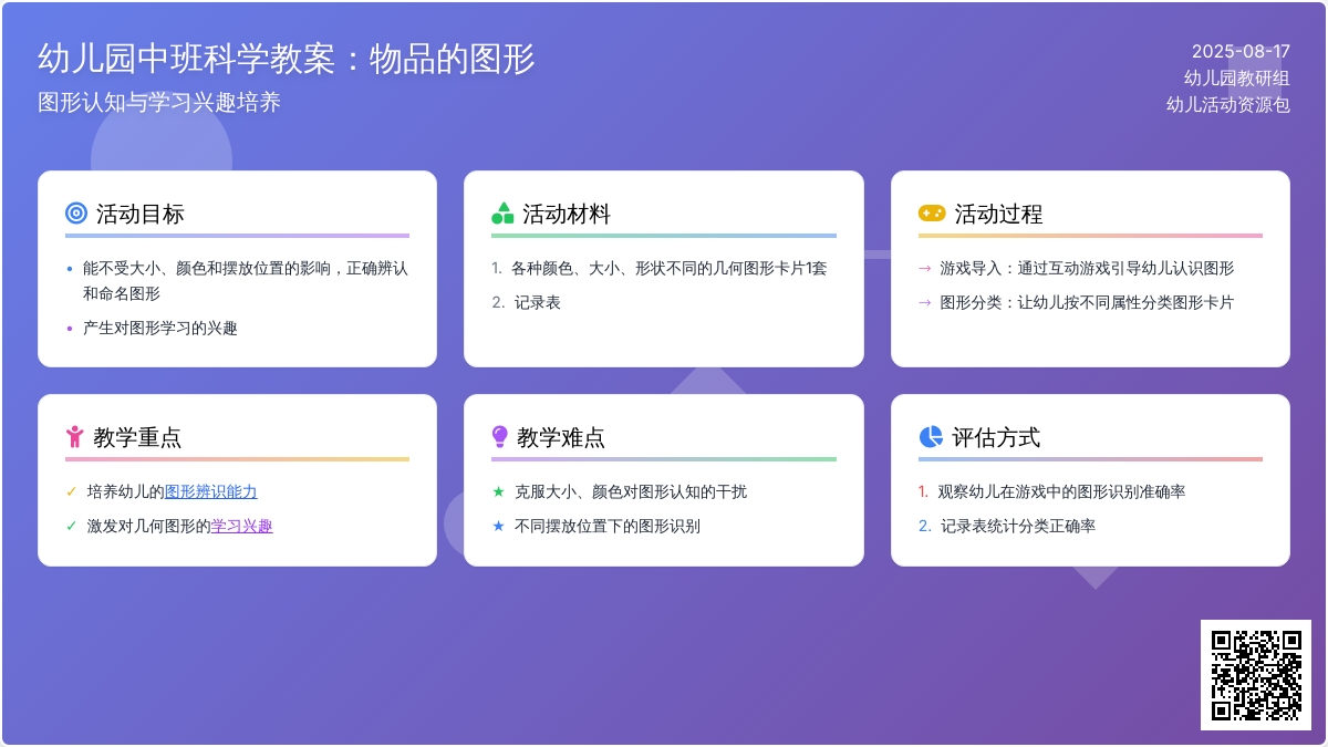幼儿园中班科学教案：物品的图形