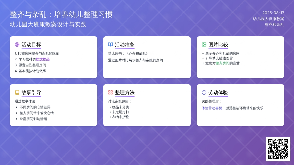 幼儿园大班健康教案：整齐和杂乱