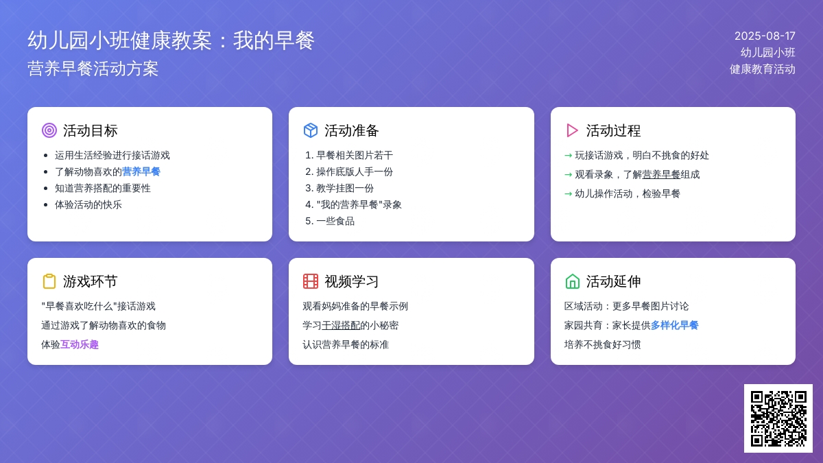 幼儿园小班健康教案：我的早餐