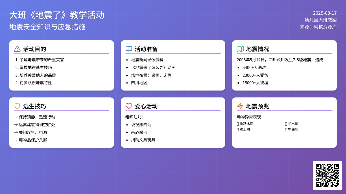 幼儿园大班教案《地震了》
