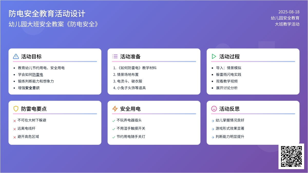幼儿园大班安全教案《防电安全》含反思