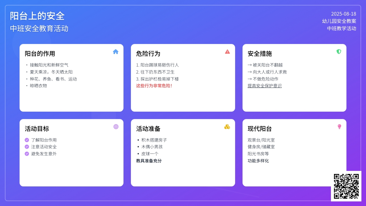 幼儿园中班安全教案《阳台上的安全》