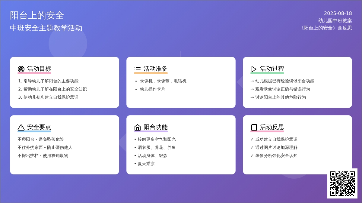 幼儿园中班教案《阳台上的安全》含反思
