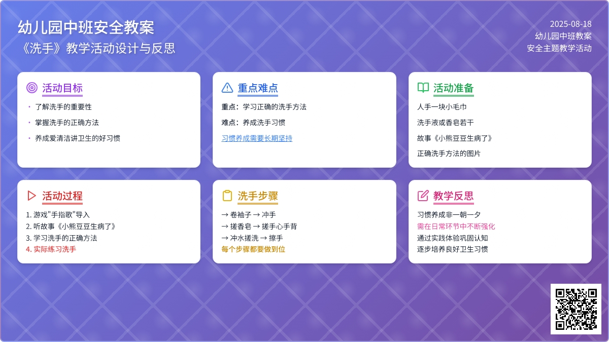 幼儿园中班教案《洗手》含反思