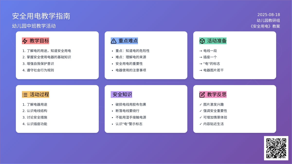 幼儿园中班教案《安全用电》含反思