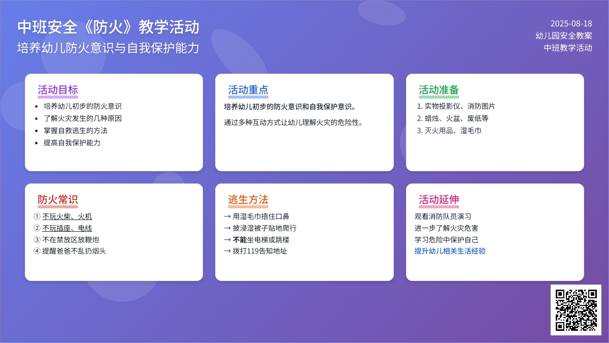 幼儿园中班安全教案《防火》