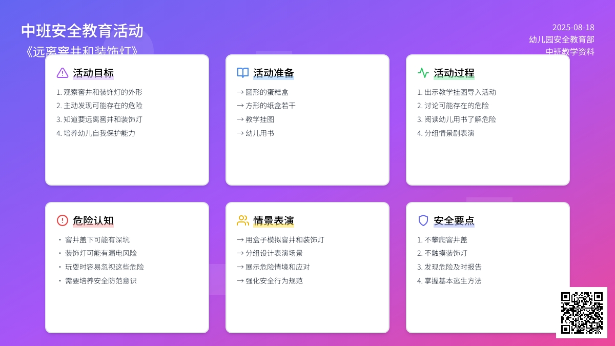 幼儿园中班教案《远离窨井和装饰灯》