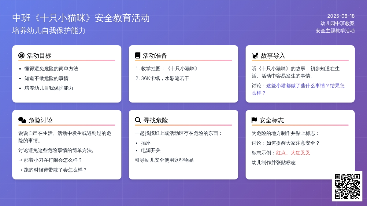 幼儿园中班教案《十只小猫咪》