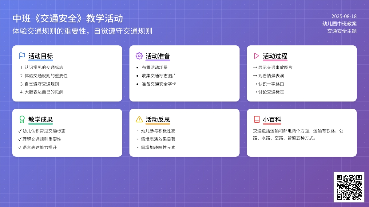 幼儿园中班教案《交通安全》含反思