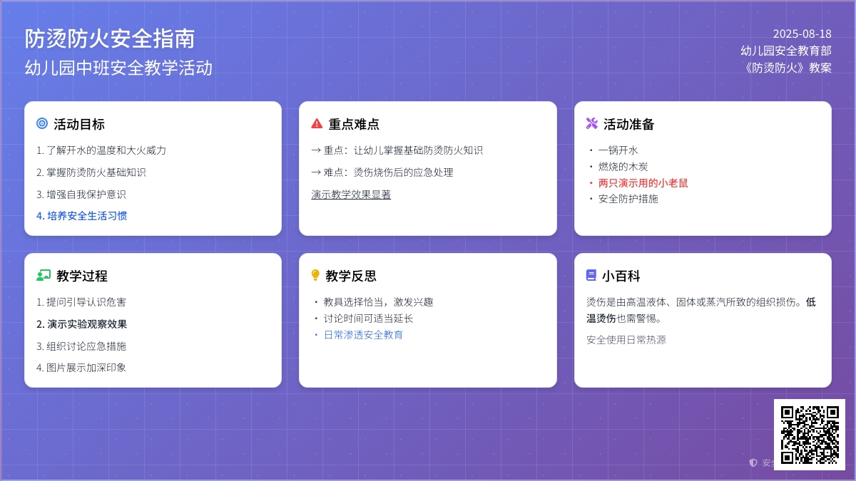幼儿园中班教案《防烫防火》含反思