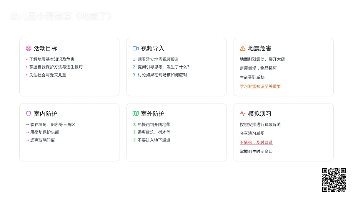 幼儿园小班教案《地震了》