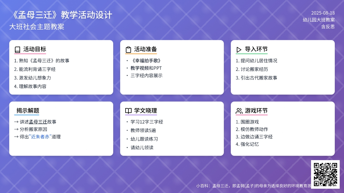 幼儿园大班教案《孟母三迁》含反思