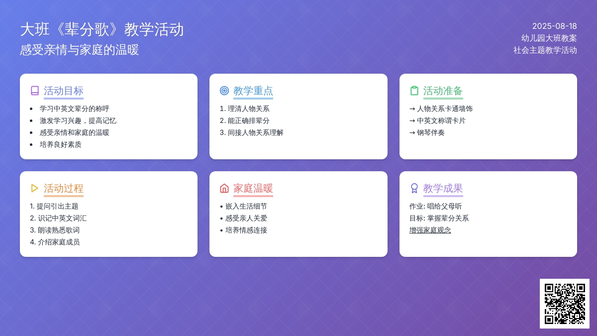 幼儿园大班教案《辈分歌》