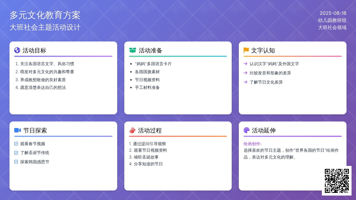 幼儿园大班教案《多元文化》