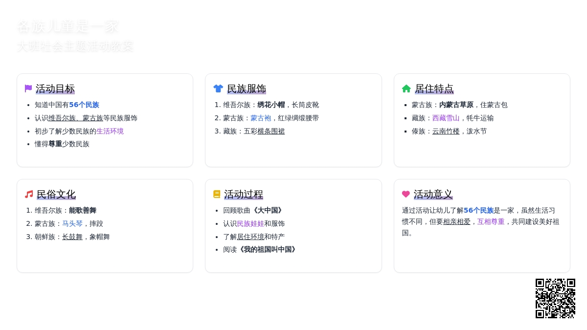 幼儿园大班教案《各族儿童是一家》含反思