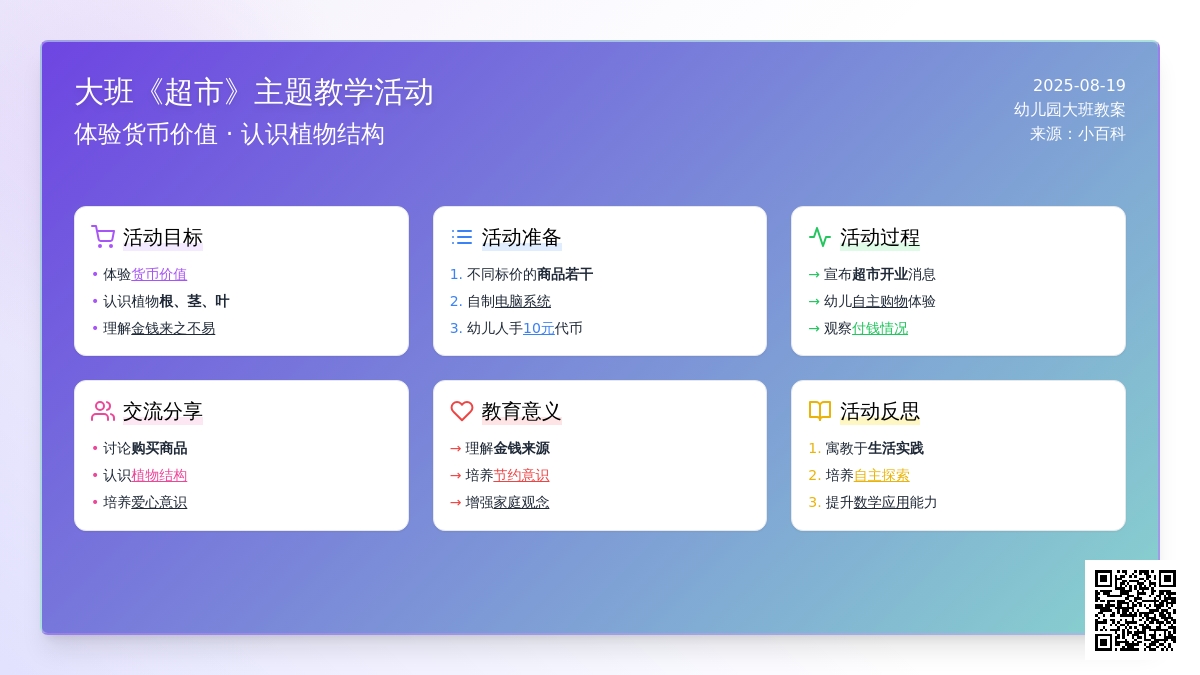 幼儿园大班教案《超市》