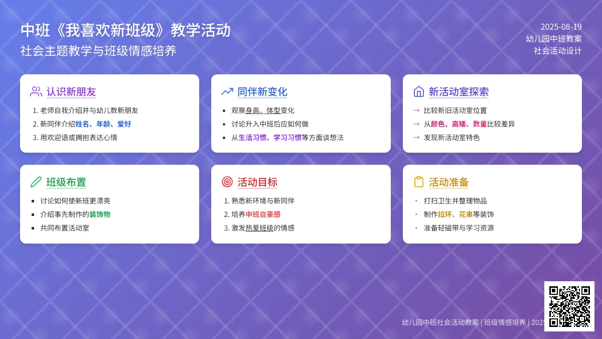 幼儿园中班教案《我喜欢新班级》