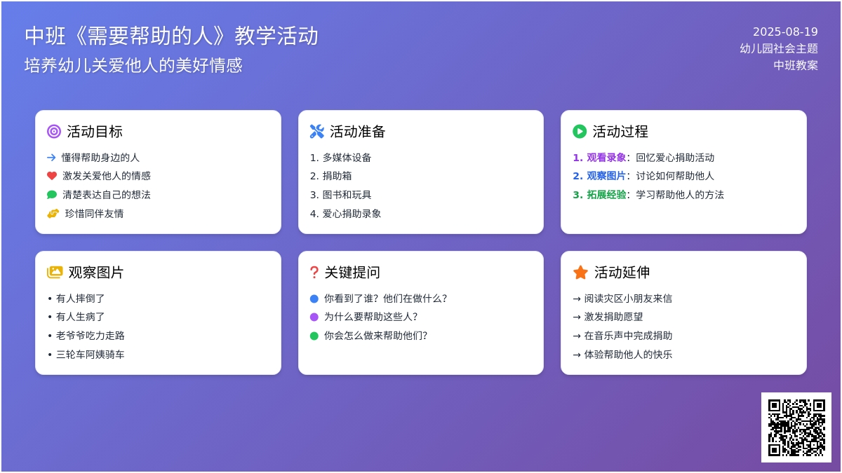 幼儿园中班教案《需要帮助的人》