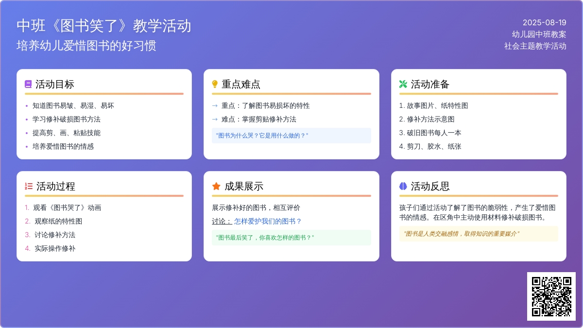 幼儿园中班教案《图书笑了》含反思