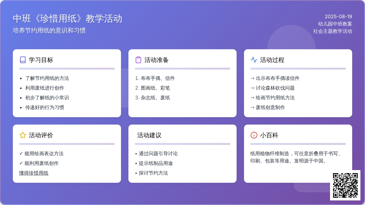 幼儿园中班教案《珍惜用纸》
