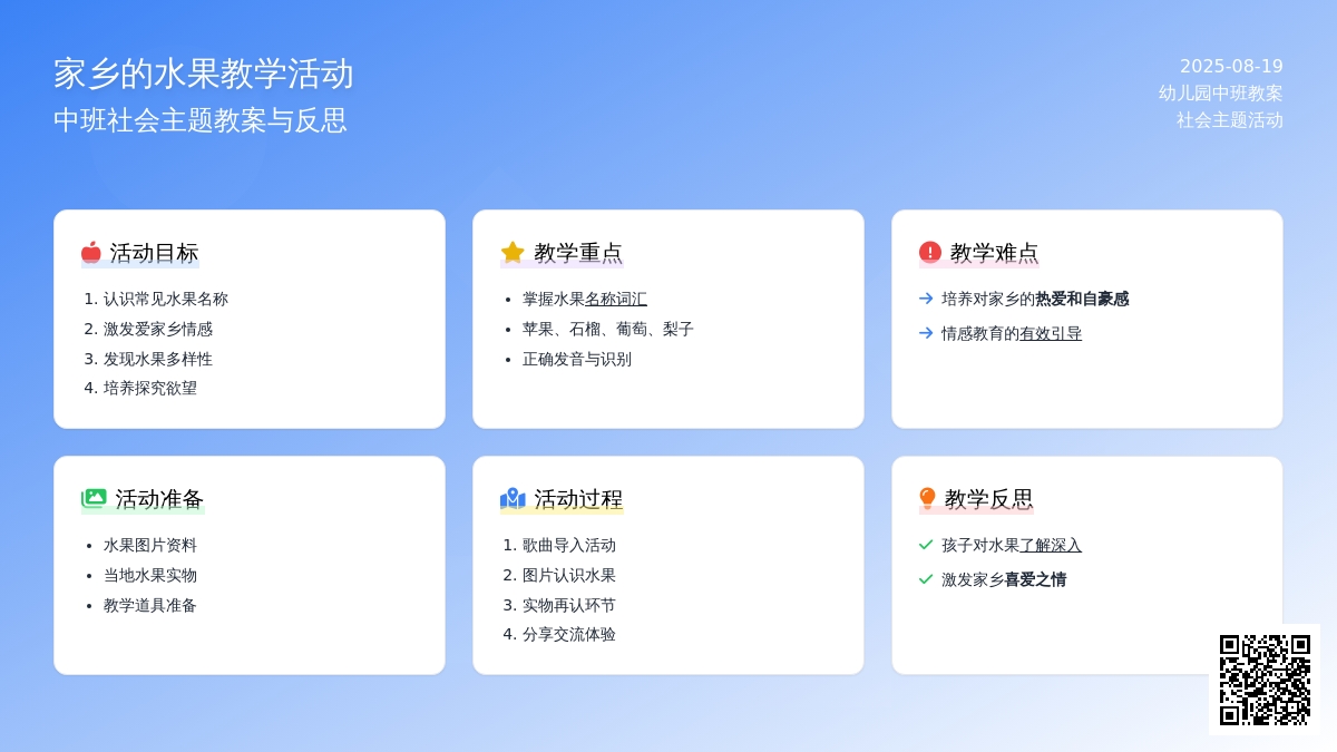幼儿园中班教案《家乡的水果》含反思
