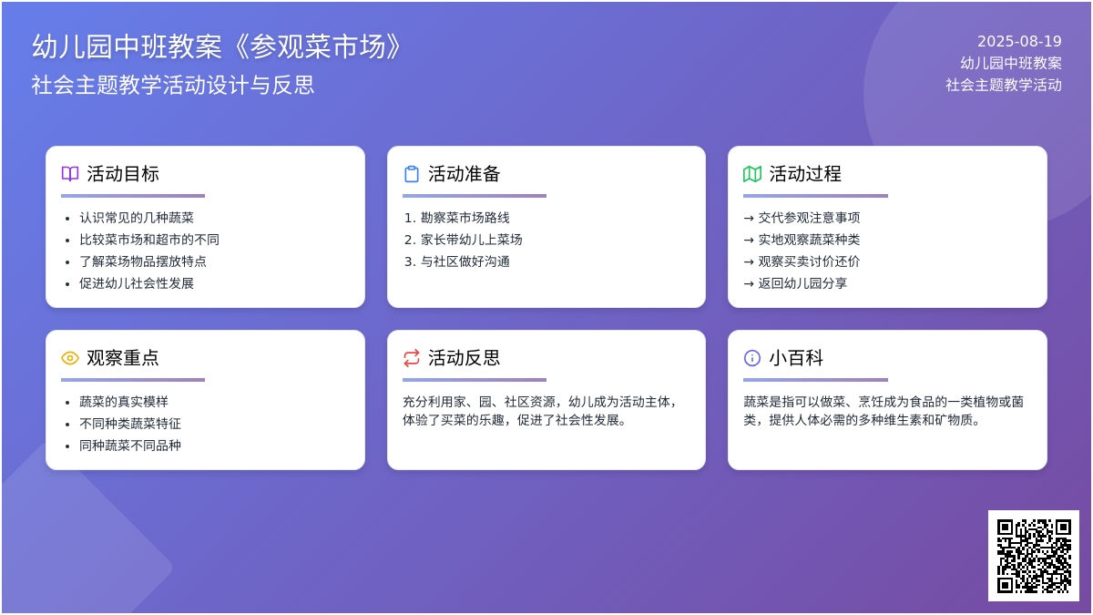 幼儿园中班教案《参观菜市场》含反思