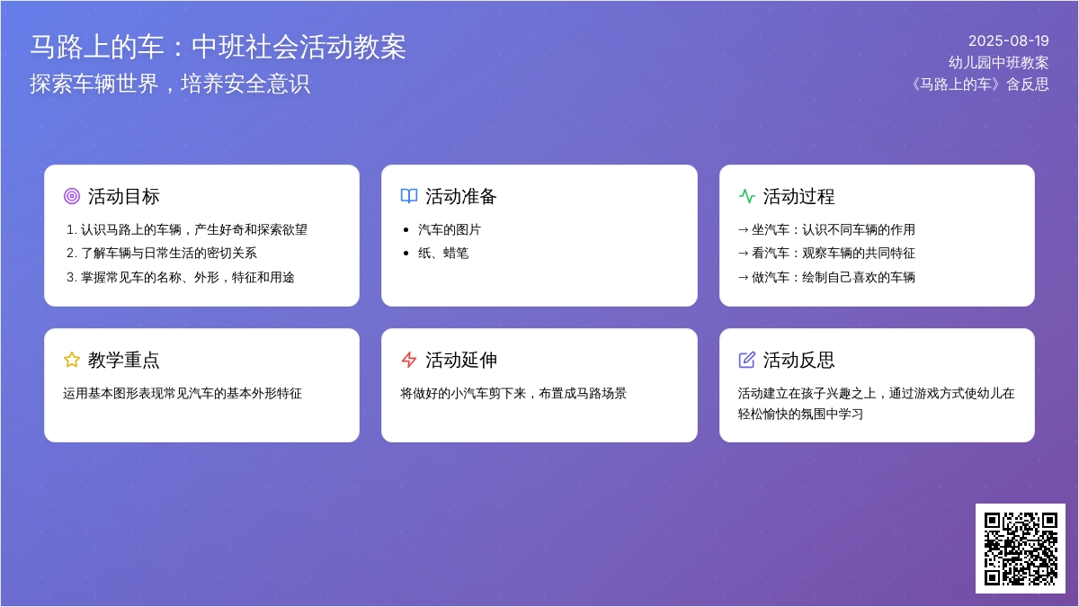 幼儿园中班教案《马路上的车》含反思