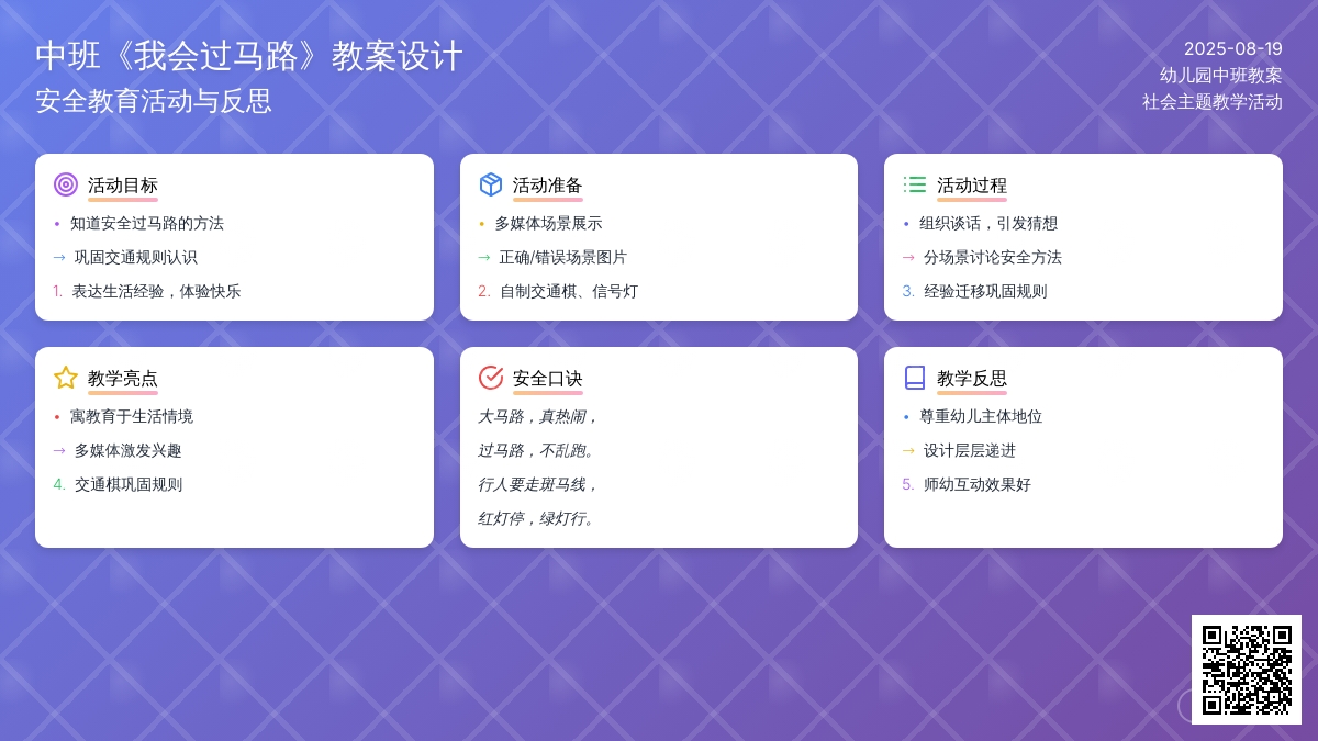 幼儿园中班教案《我会过马路》含反思
