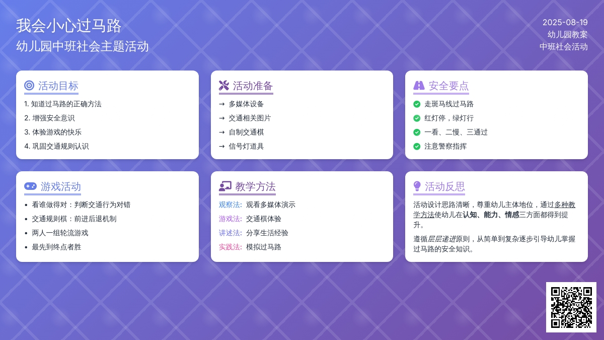 幼儿园中班教案《我会小心过马路》含反思