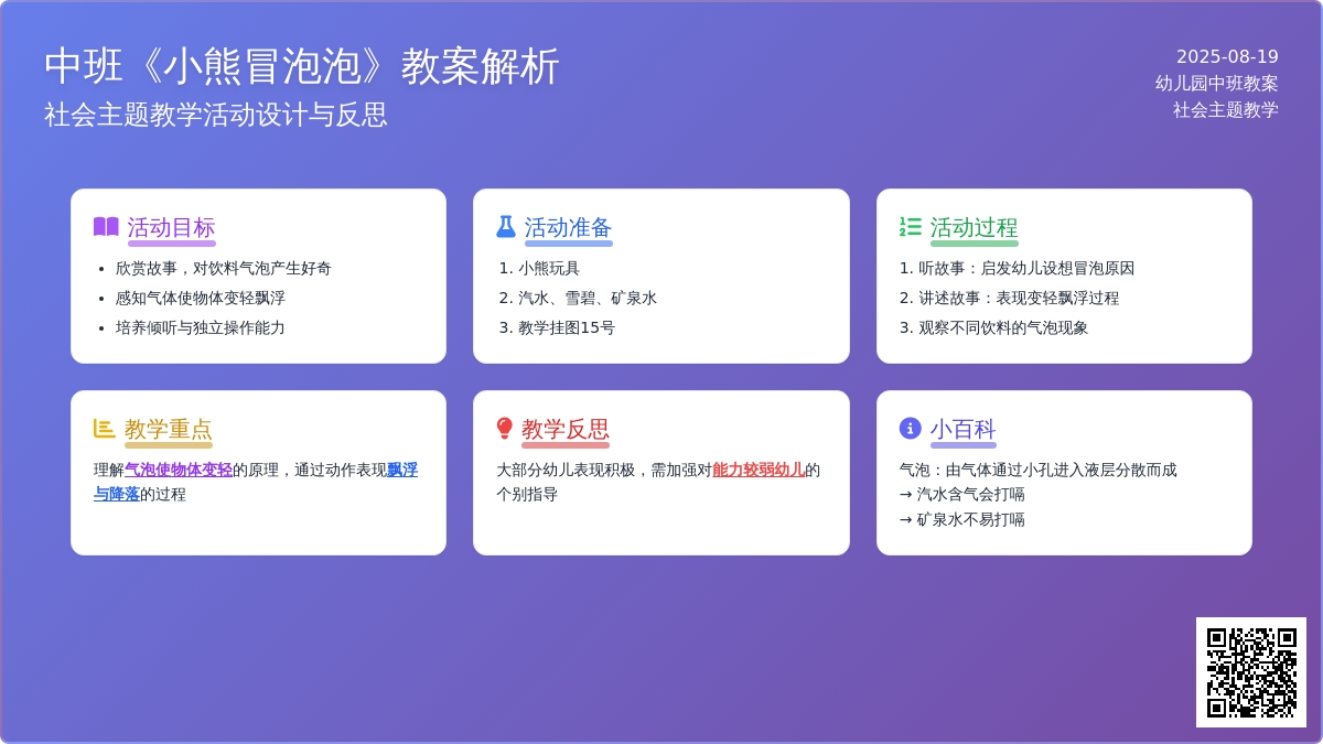 幼儿园中班教案《小熊冒泡泡》含反思