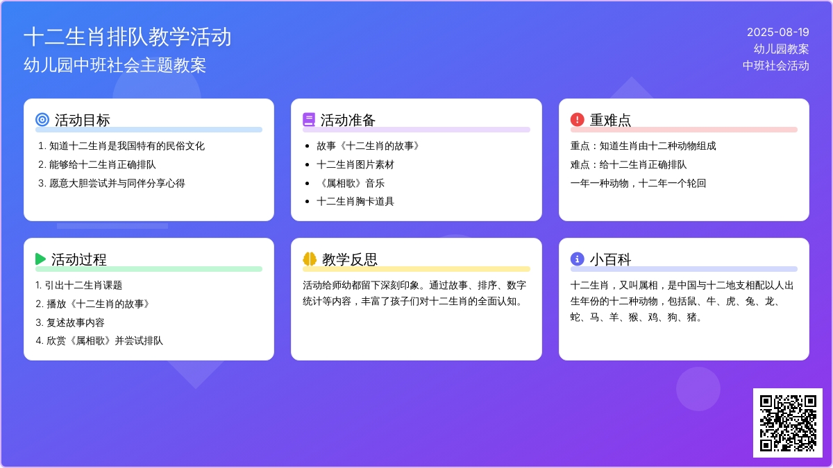 幼儿园中班教案《十二生肖排队》含反思