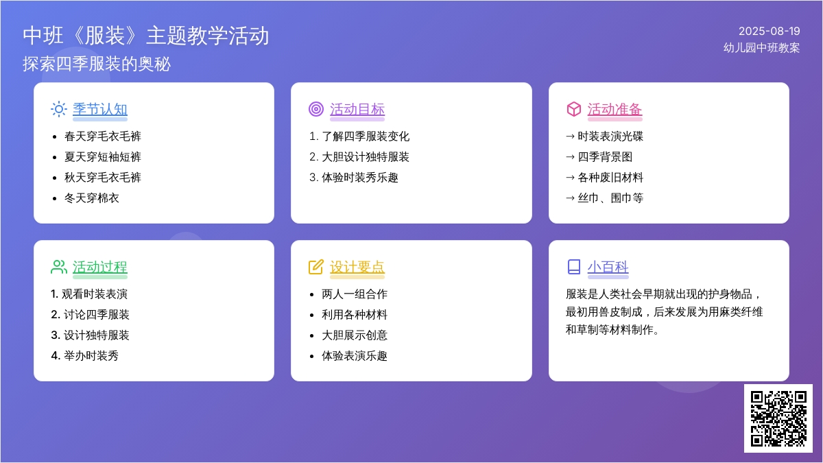 幼儿园中班教案《服装》