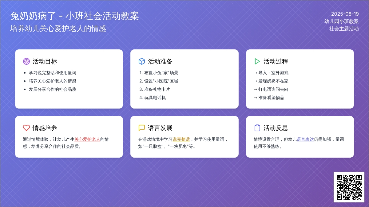 幼儿园小班教案《兔奶奶病了》含反思