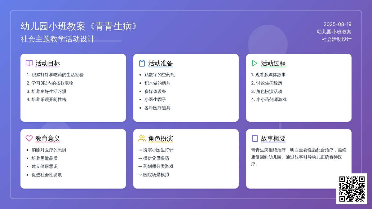 幼儿园小班教案《青青生病》