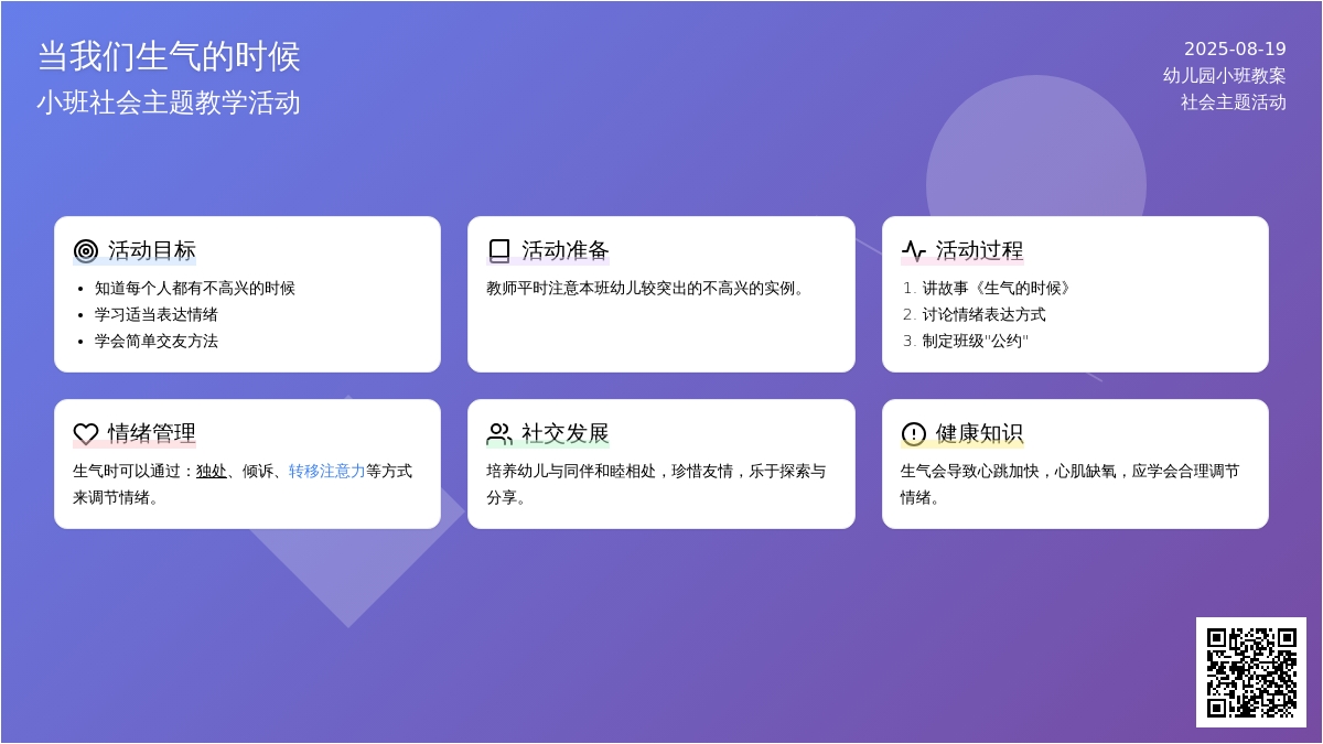 幼儿园小班教案《当我们生气的时候》