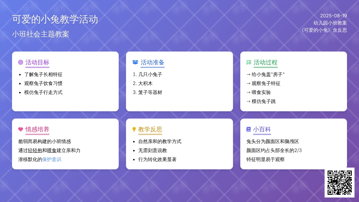 幼儿园小班教案《可爱的小兔》含反思