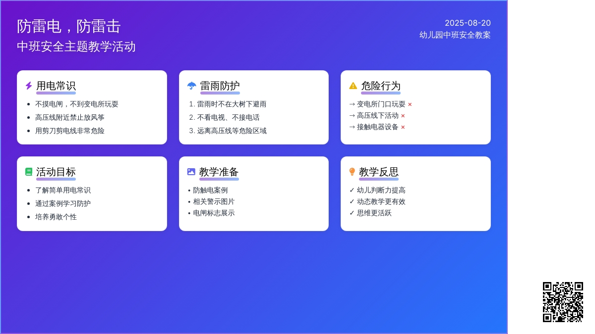 幼儿园中班安全教案《防雷电，防雷击》含反思
