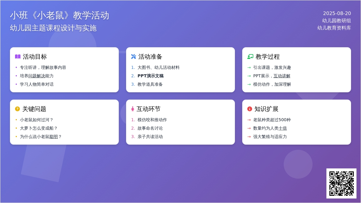 幼儿园小班教案《小老鼠》